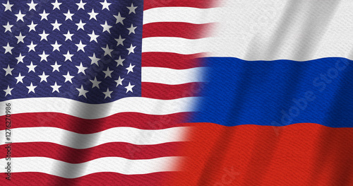 Obraz na płótnie USA flag stars and stripes and Russian flag background w salonie