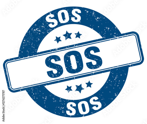 sos stamp. sos label. round grunge sign