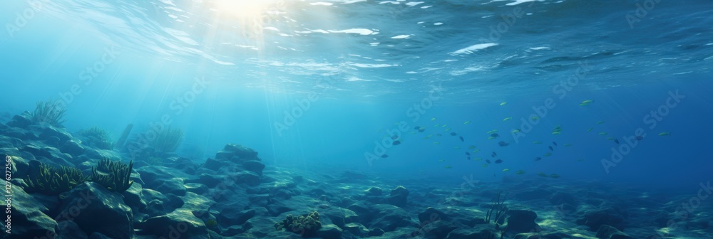 custom made wallpaper toronto digitalSunlit ocean floor, fish shoal, underwater rocks. Background  Marine life, serenity. Use Screensaver