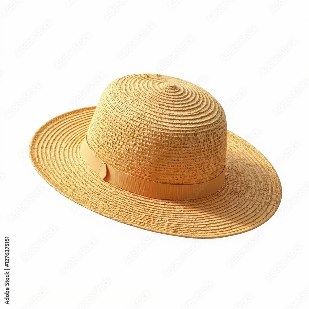 Elegant Straw Sun Hat with Ribbon Accent for Summer Fashion Headwear Accessory Outdoor Apparel Elegant Straw Sun Hat with Ribbon Accent for Summer Fashion Headwear Accessory Outdoor Apparel