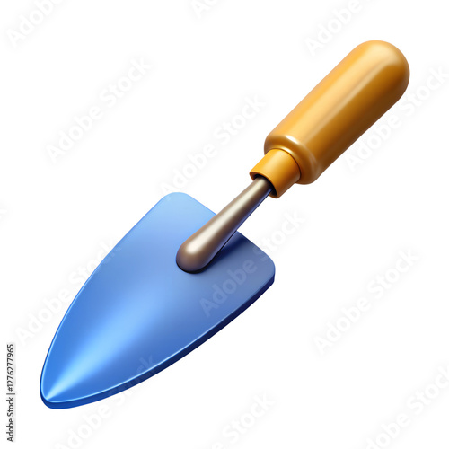  3D Illustration of a Blue and Gold Garden Trowel