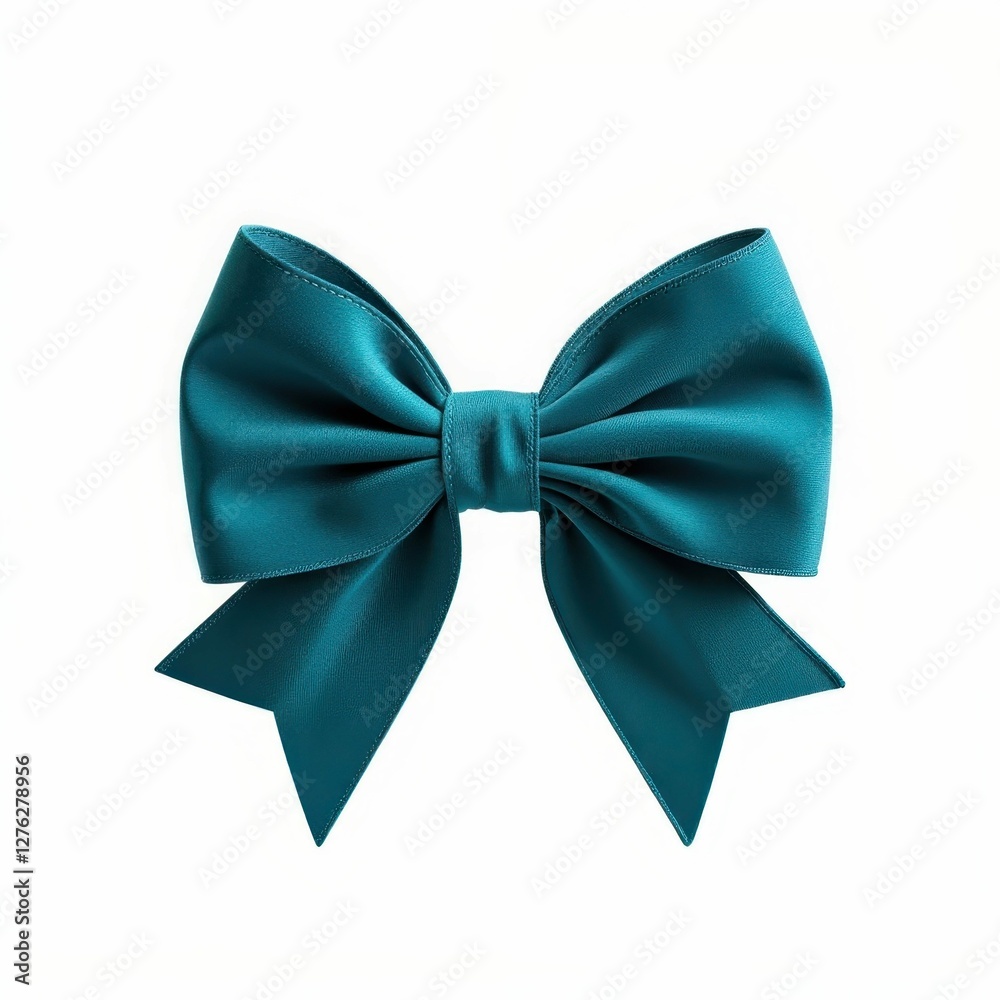 Naklejka premium Teal Silk Bow Celebration Ribbon Accessory Decoration Festive Event Ornament Elegant Fabric Artwork