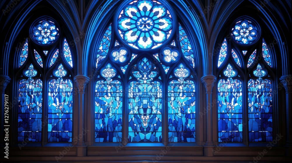 Fototapeta premium church blue stained glass