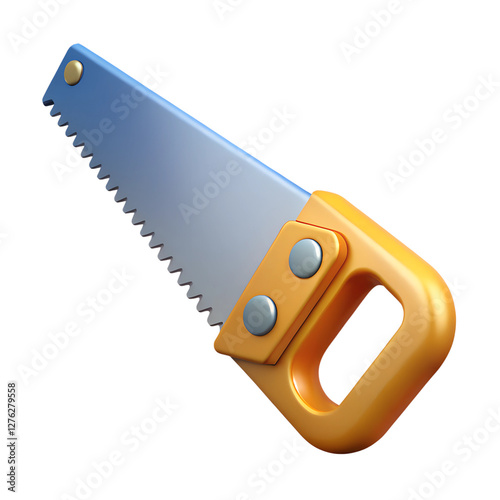 3D Illustration of an Orange and Blue Hand Saw
