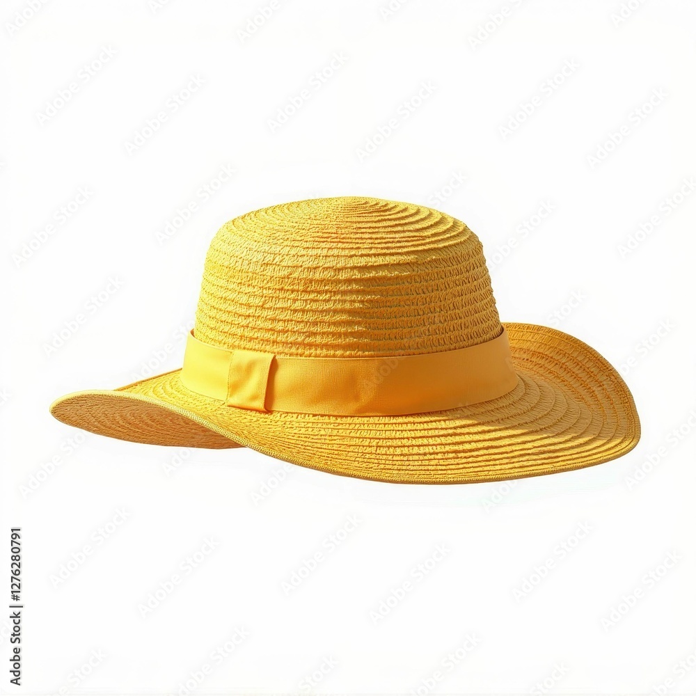 Golden Straw Sun Hat with Ribbon Detail Classic Summer Style Fashion Accessory Headwear Apparel Golden Straw Sun Hat with Ribbon Detail Classic Summer Style Fashion Accessory Headwear Apparel