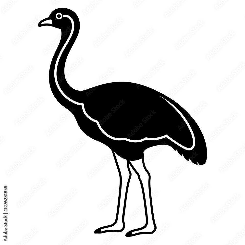 Obraz premium Stylized Ostrich Bird Vector Icon for Digital & Print Projects.