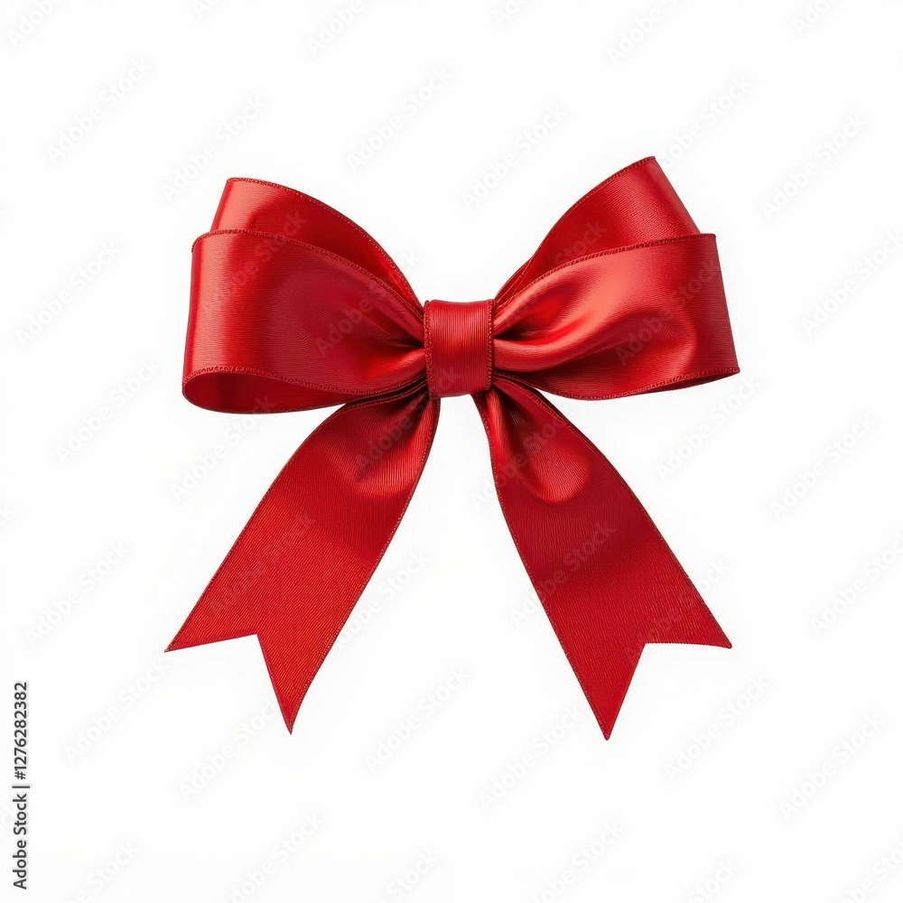 Fototapeta premium Elegant Festive Red Ribbon Bow Decoration Symbol of Celebration and Holiday Season Cheerfulness