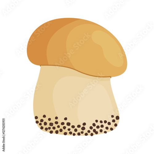 Porcini mushroom. Edible forest mushroom Hand drawn trendy flat style isolated icon. Fresh boletus. Autumn fungus. cep, penny bun, porcino. Botanical Vector illustration 