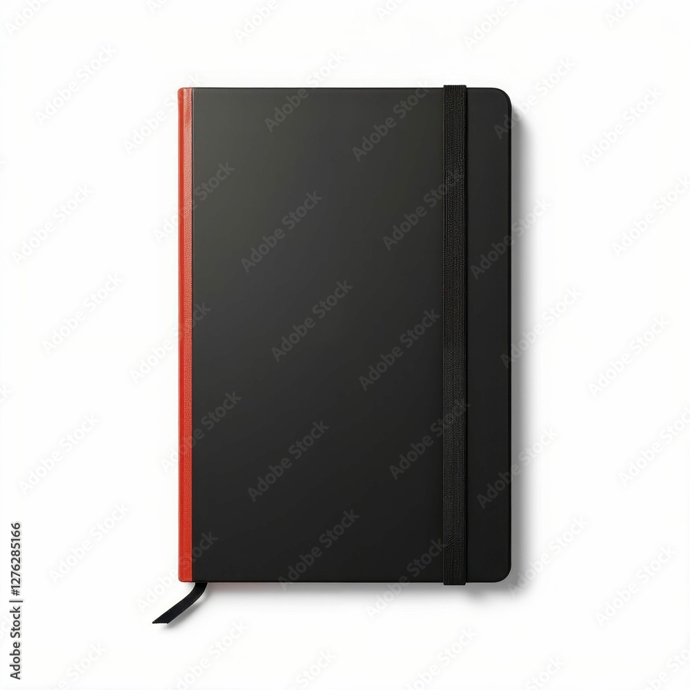 Black Bound Journal with Elastic Closure Ribbon Bookmark and Orange Edge Perfect for Notes or Sketches Black Bound Journal with Elastic Closure Ribbon Bookmark and Orange Edge Perfect for Notes or Sketches
