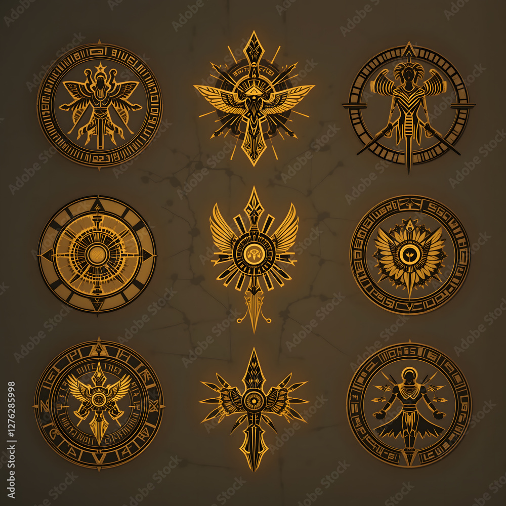 Obraz premium Ancient Mythology Symbols & Patterns