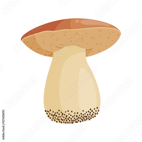 Porcini mushroom. Edible forest mushroom Hand drawn trendy flat style isolated icon. Fresh boletus. Autumn fungus. cep, penny bun, porcino. Botanical Vector illustration 