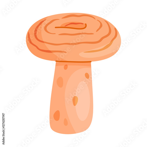 Saffron milk cap edible forest mushroom icon. Hand drawn trendy flat style delicious milk cap. Lactarius deliciosus fungus group engraved. Vector illustration Isolated