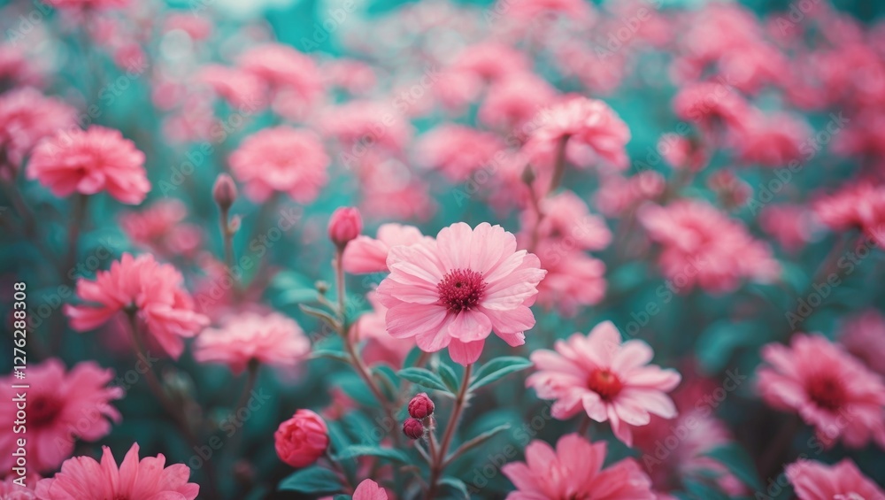 Close-up of vibrant pink flowers blooming in a lush garden with blurred background and green foliage. Close-up of vibrant pink flowers blooming in a lush garden with blurred background and green foliage.