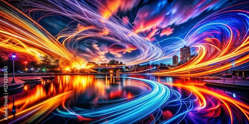 Night Swirls: Abstract Art Photography - Dynamic Energy and Color