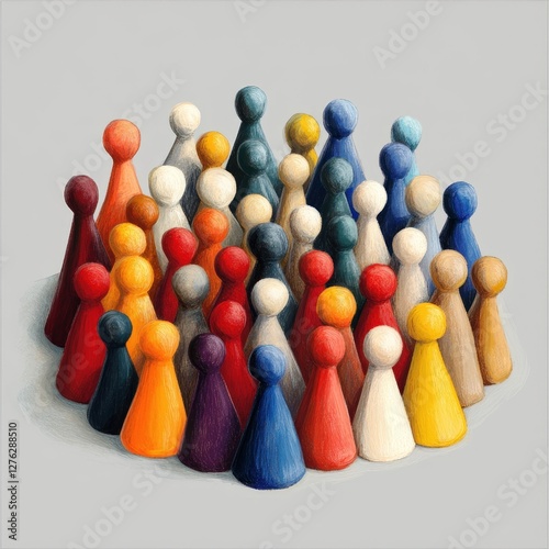 A group of people are depicted in a circle