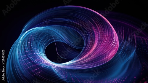 Abstract Light Waves in Swirling Motion Blue and Pink Futuristic Design with Dynamic Curves