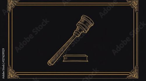 Isolated Gavel Icon: Symbol of Justice and Law