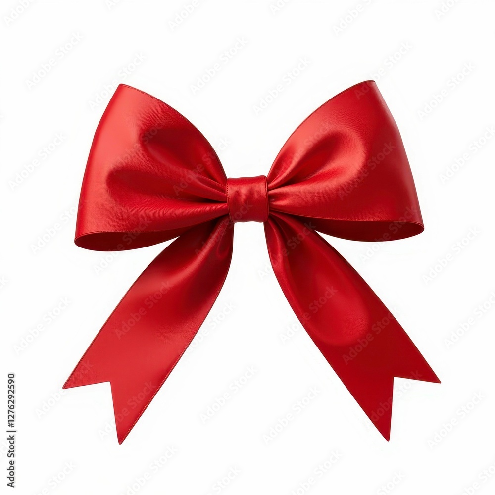 Fototapeta premium Radiant Crimson Ribbon Tied in a Decorative Bow for Celebration and Embellishment on White Background