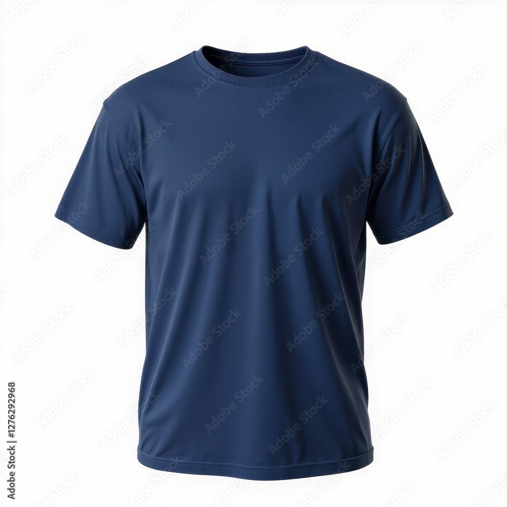 Navy Blue Short Sleeve Basic T Shirt Apparel Stylish Casual Clothing Fashion Simple Garment Top View Navy Blue Short Sleeve Basic T Shirt Apparel Stylish Casual Clothing Fashion Simple Garment Top View