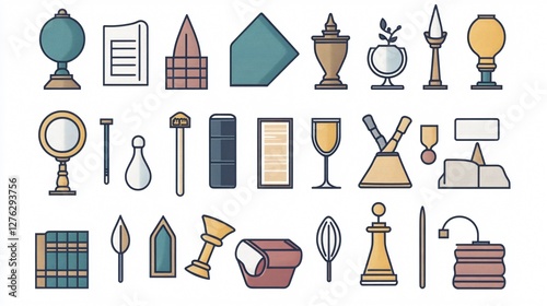 Vector Icons Set Isolated on White Background