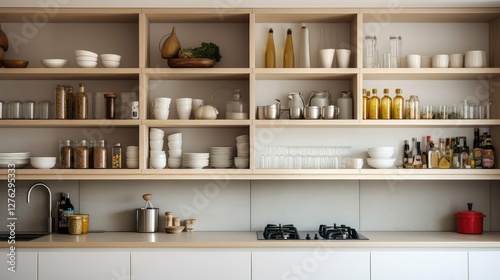 Wallpaper Mural colorful kitchen cabinet open Torontodigital.ca