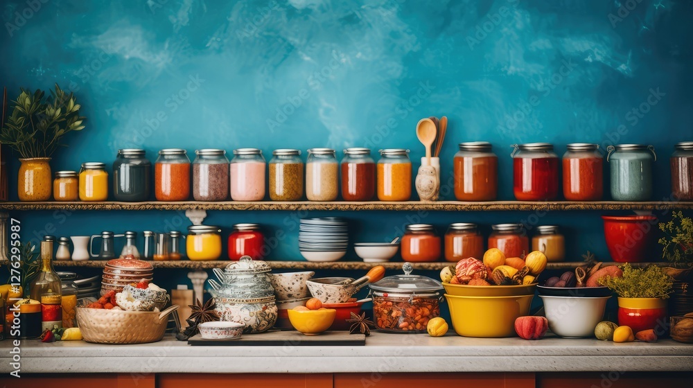 Fototapeta premium vibrant blur kitchen background