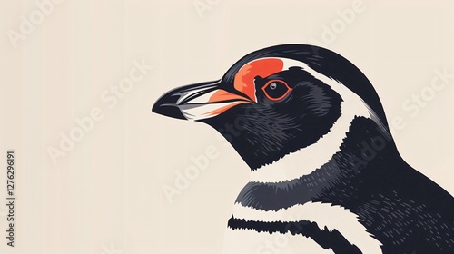 Cute Flat Penguin Muzzle Digital Illustration