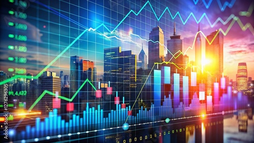 Wallpaper Mural Panoramic Stock Market Chart: Dynamic Business Growth & Fluctuation Visualization Torontodigital.ca
