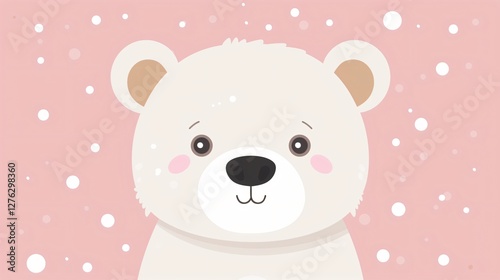 Cute Polar Bear Cartoon Illustration on White Background