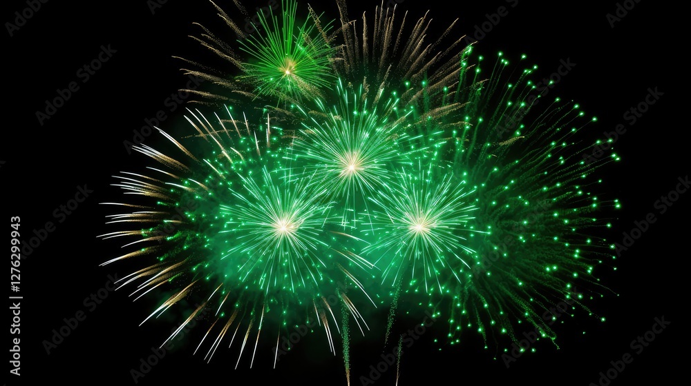 vibrant green fireworks white background vibrant green fireworks white background