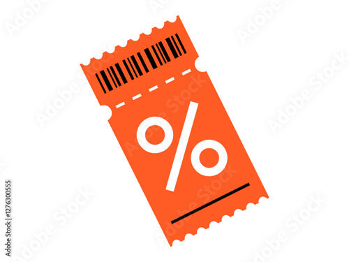 Hand drawn cute cartoon illustration of promotion coupon. Flat vector gift ticket doodle. Voucher with percent sign icon or sticker. Discount promo code symbol. Marketing advertising. Isolated.
