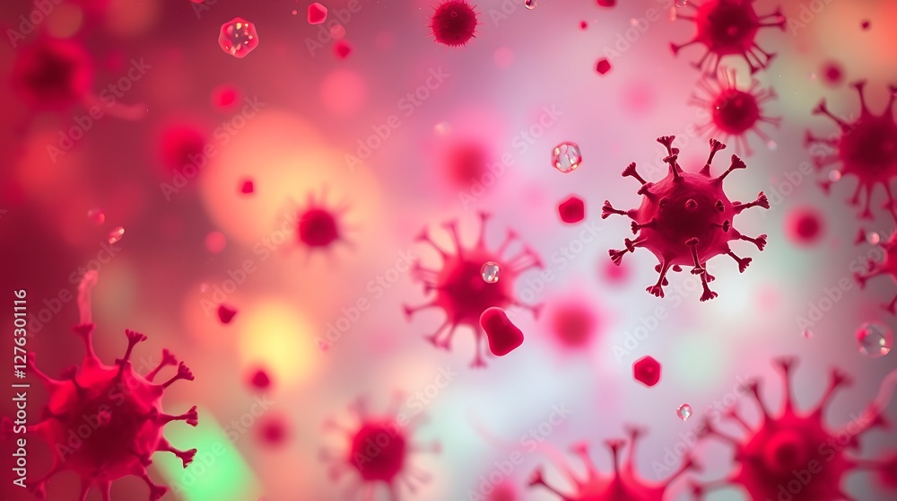 Microscopic Bacteria and Viruses Glowing Under Blue Light Microscopic Bacteria and Viruses Glowing Under Blue Light