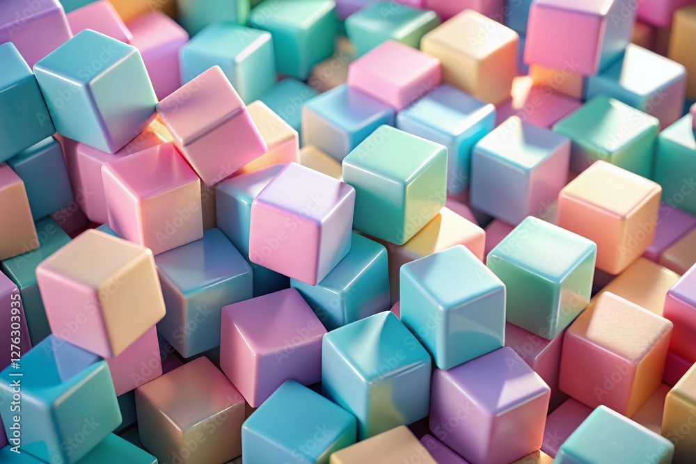 Pastel Cube Composition: Playful 3D Render of Colorful Blocks - Candid Photography Pastel Cube Composition: Playful 3D Render of Colorful Blocks - Candid Photography