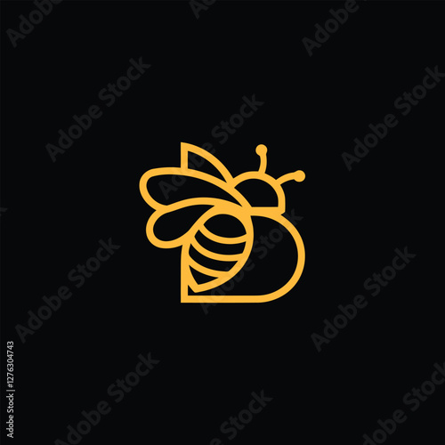 Bee Logo with Letter 'B' Creative Design Vector illustration.