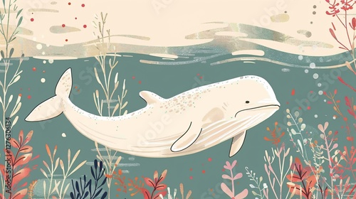 Vector Illustration of Beluga Whale