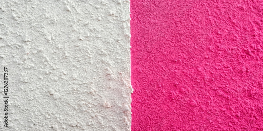 Fototapeta premium Pink and White Divided Wallpaper Texture: Abstract Half and Half Pattern Background