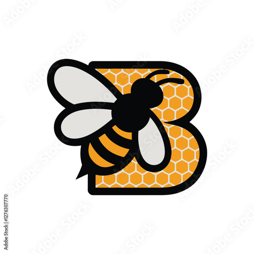 Bee Logo with Letter 'B' Creative Design Vector illustration.