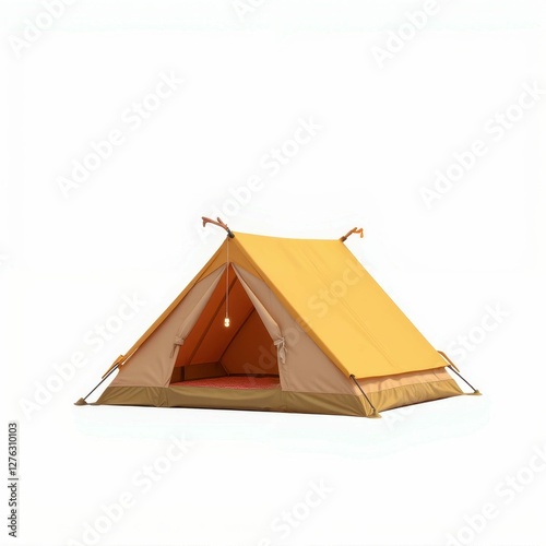 Yellow Camping Tent with a Light Bulb Inside for Outdoor Adventures and Comfortable Sleep