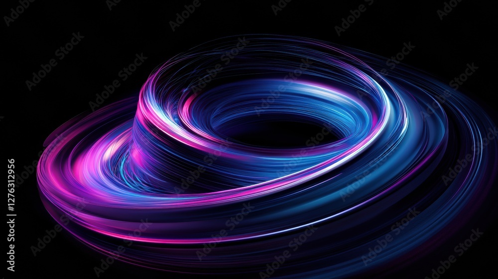 Naklejka premium Energetic Whirlwind of Light Circular Motion Abstract Concept Visualization with Dynamic Color Play