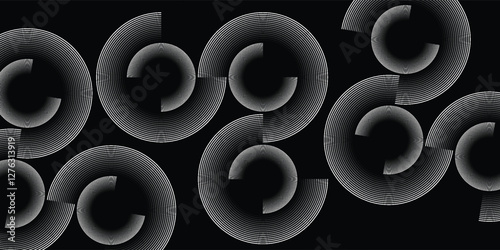 Circular spiral sound wave rhythm from lines. eps10 vector