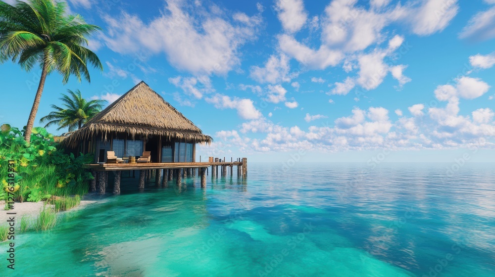 Idyllic Island Retreat with Palm Tree Silhouette Against Azure Sky and Ocean Paradise Haven 89 chars Idyllic Island Retreat with Palm Tree Silhouette Against Azure Sky and Ocean Paradise Haven 89 chars