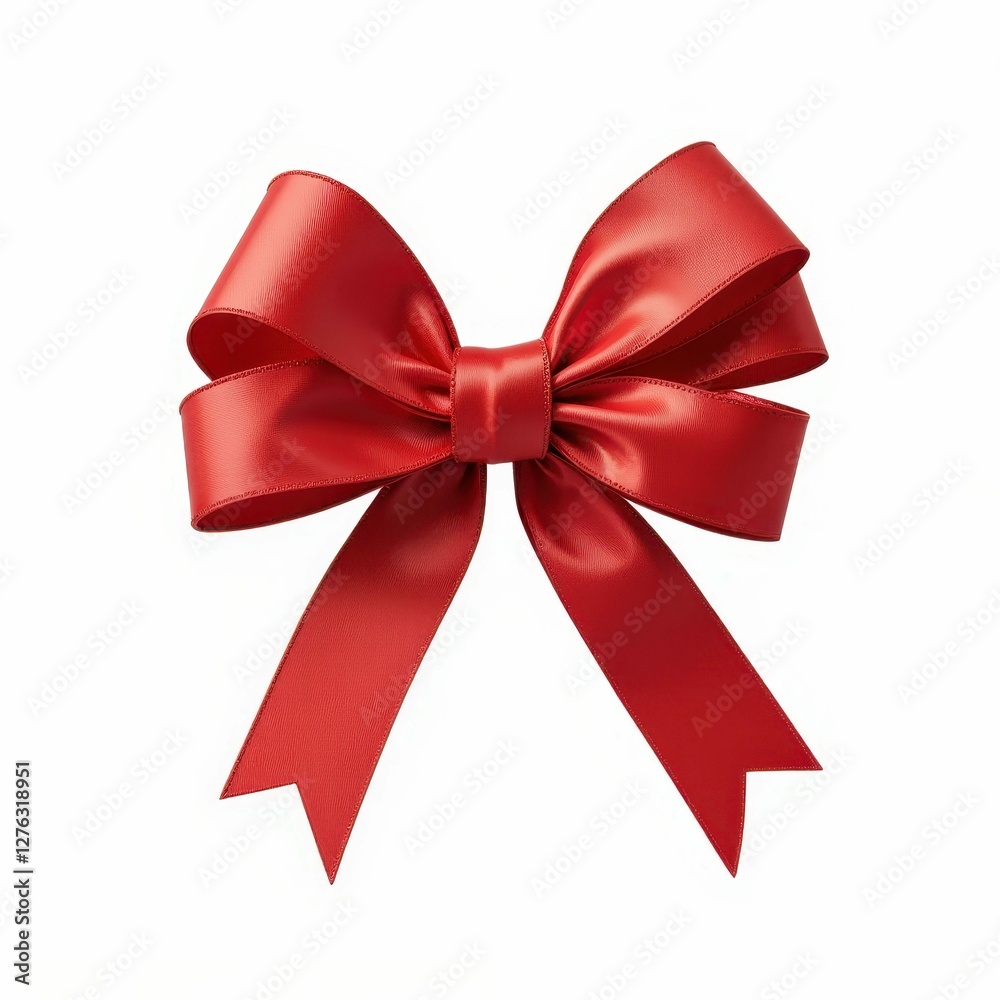 Fototapeta premium Exquisite Crimson Bow Ribbon Decoration Adornment Celebration Festive Occasion Present Holiday Gift