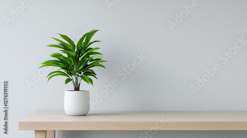 Wallpaper Mural Modern plant on light wood table, simple interior, for display Torontodigital.ca