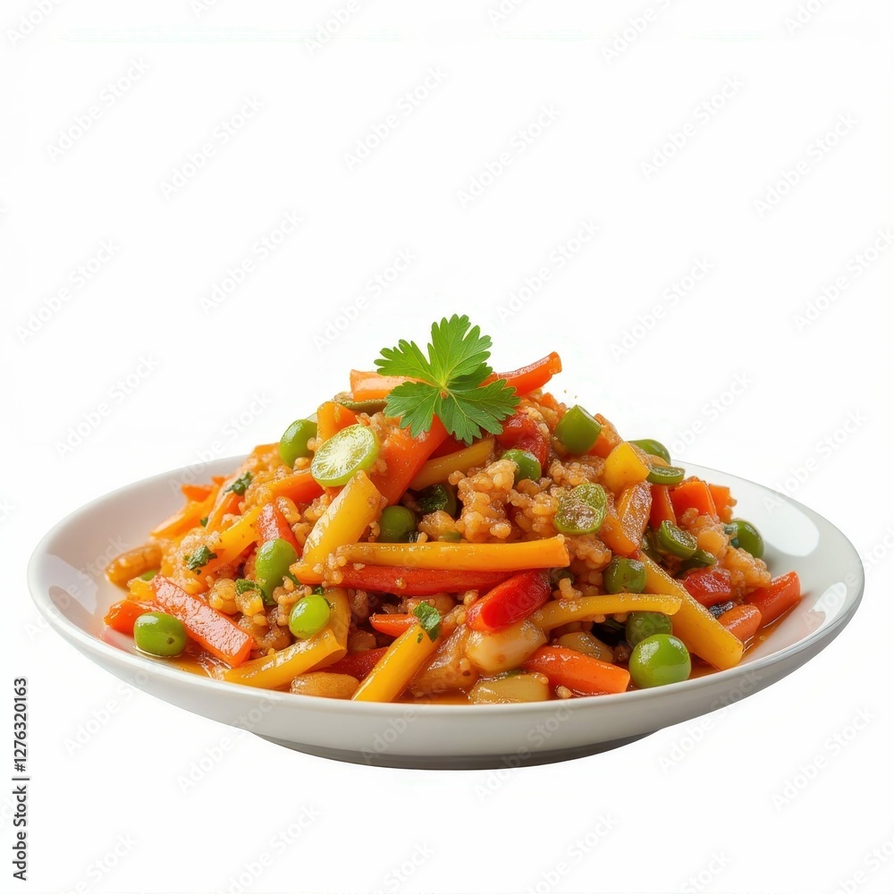 Vegetable Bulgur Salad with Carrots Peppers Peas Tomatoes and Herbs Culinary Food Composition Vegetable Bulgur Salad with Carrots Peppers Peas Tomatoes and Herbs Culinary Food Composition