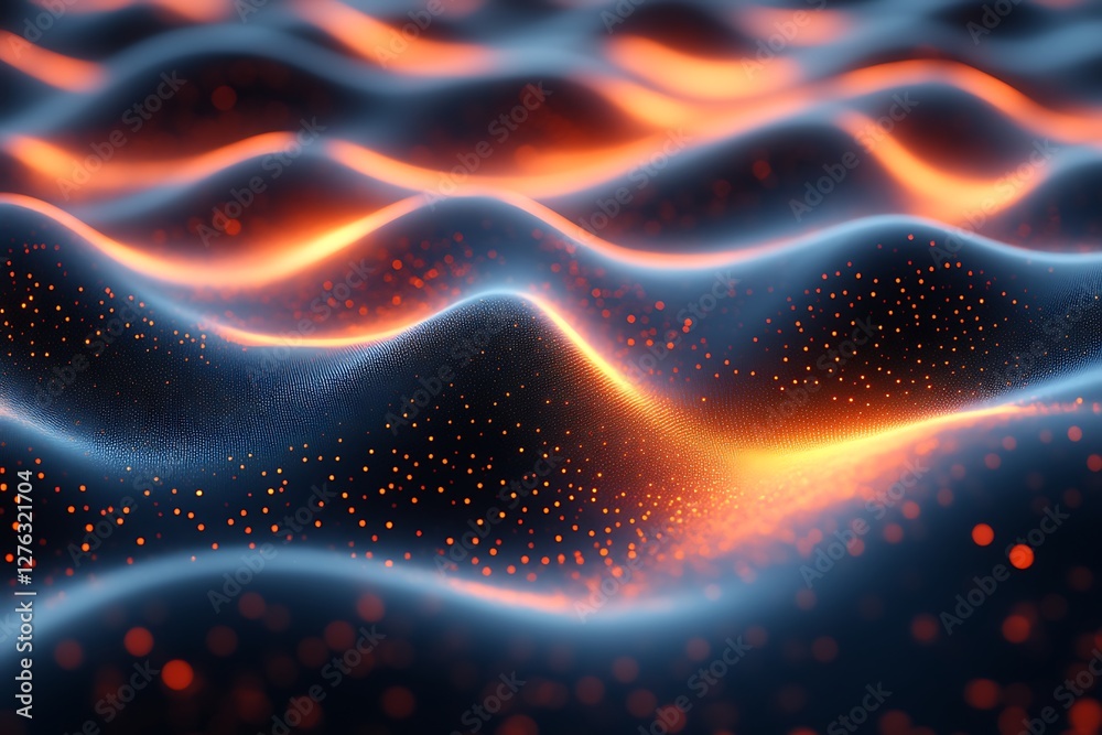 Fototapeta premium Abstract fiery waves digital landscape