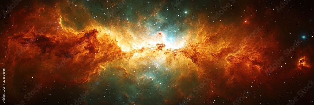 Obraz premium Fiery nebula in deep space, a cosmic wonder. Background of stars, for science