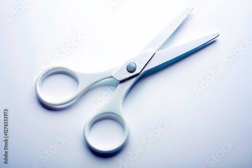 Sharp Silhouette of White Scissors on Pure White Background - Professional Stock Photo