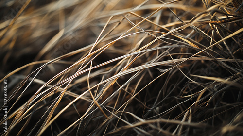Close-up of dry tangled grass brittle and lifeless