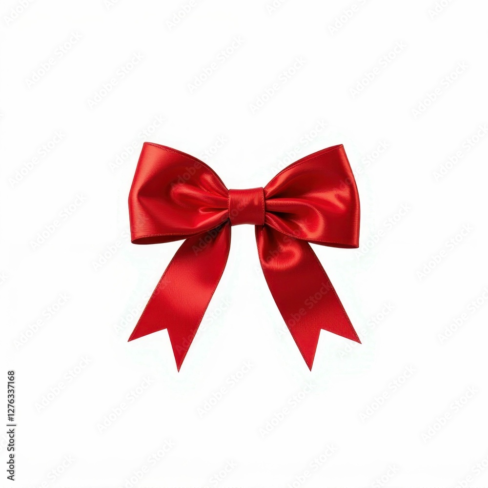 Fototapeta premium Elegant Crimson Bow Knot Ornament Isolated on Plain Background for Festive Celebrations and Decorations