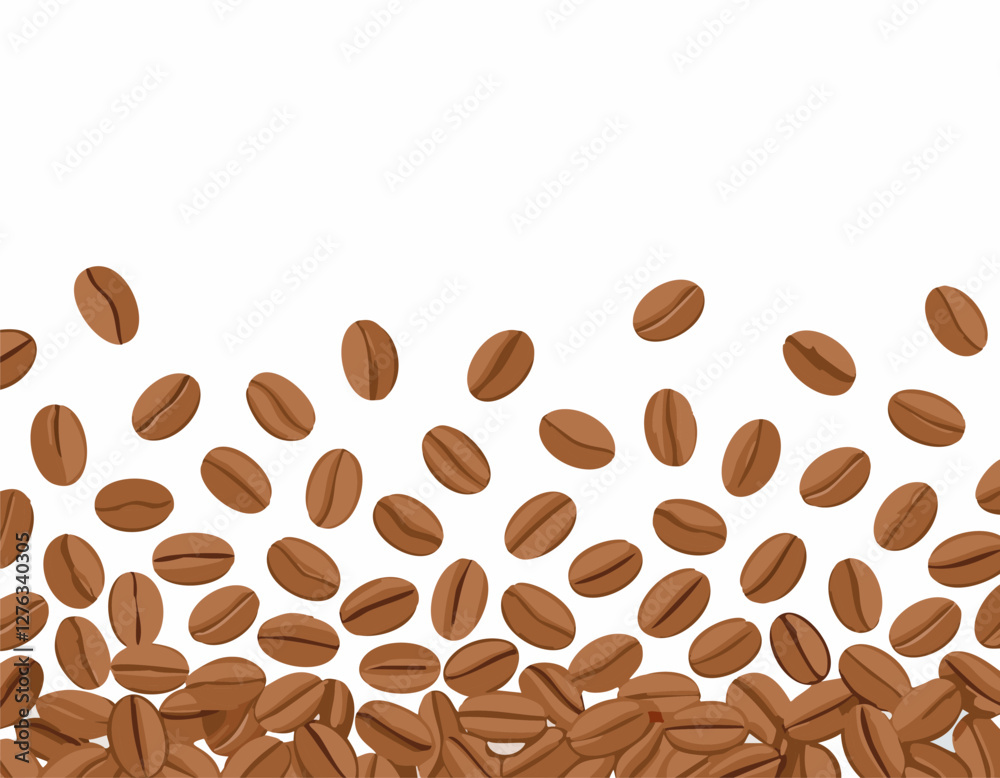 Fototapeta premium A spread coffee beans isolated on white background and copy space